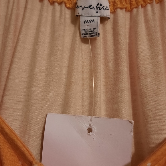 LOVE, FIRE TIE FRONT SUN DRESS MUSTARD YELLOW SZ L - Picture 6 of 7